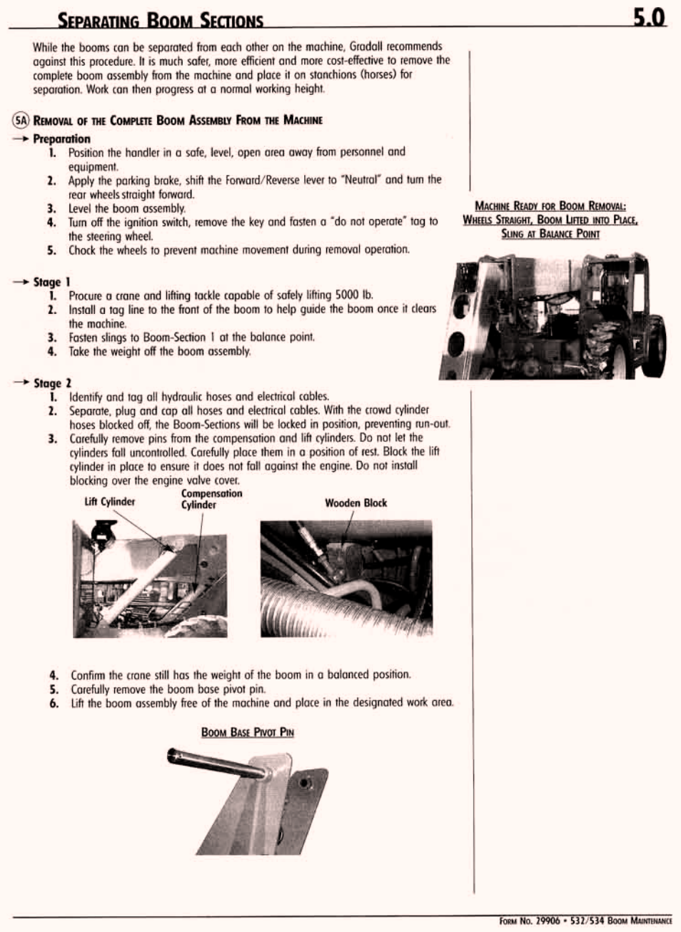 Separating boom sections | Gradall 534C-10 (9114-4437) Service Manual User Manual | Page 183 / 260