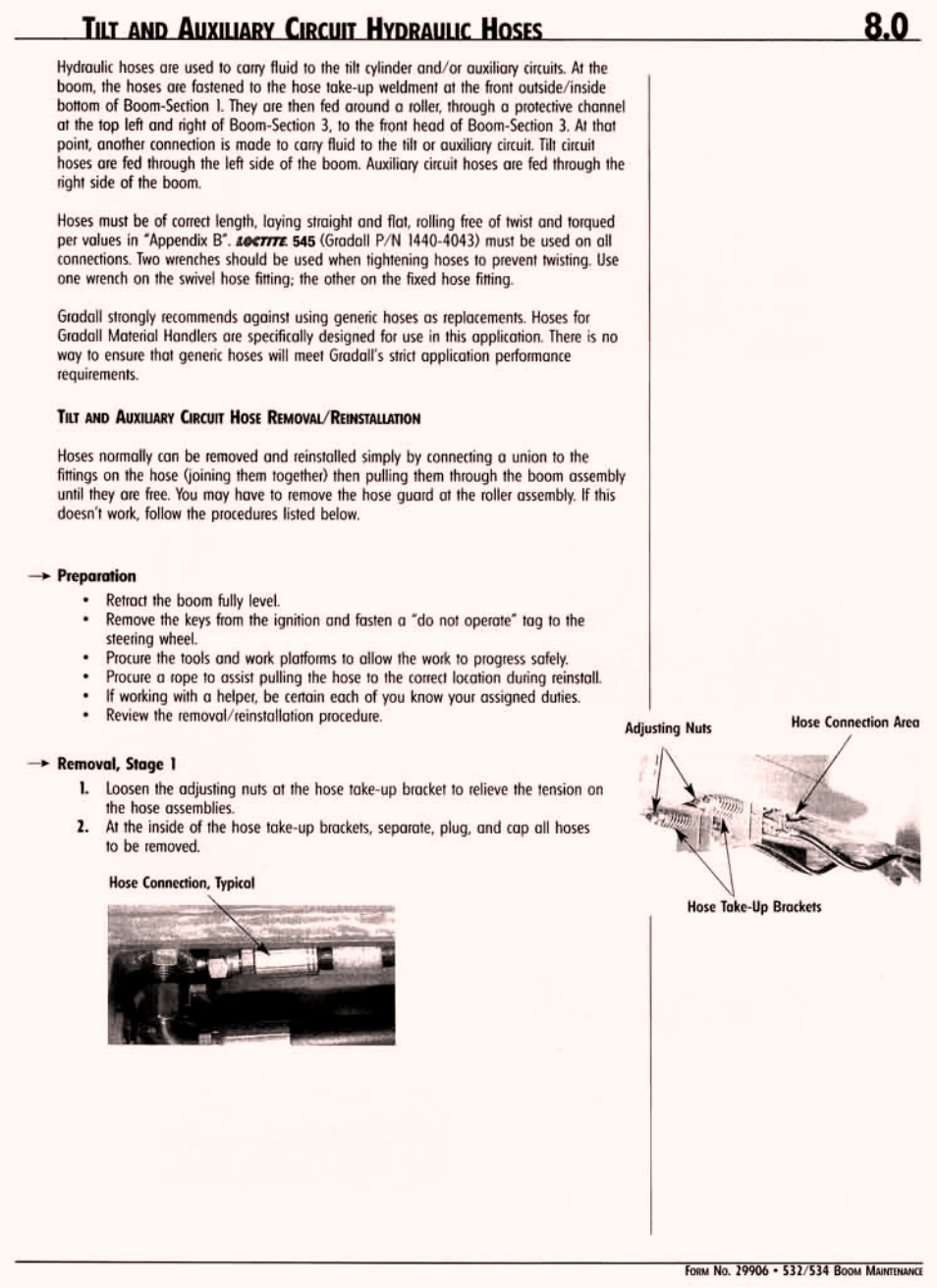 Tilt & auxiliary circuit hydraulic hoses | Gradall 534C-10 (9114-4437) Service Manual User Manual | Page 219 / 260