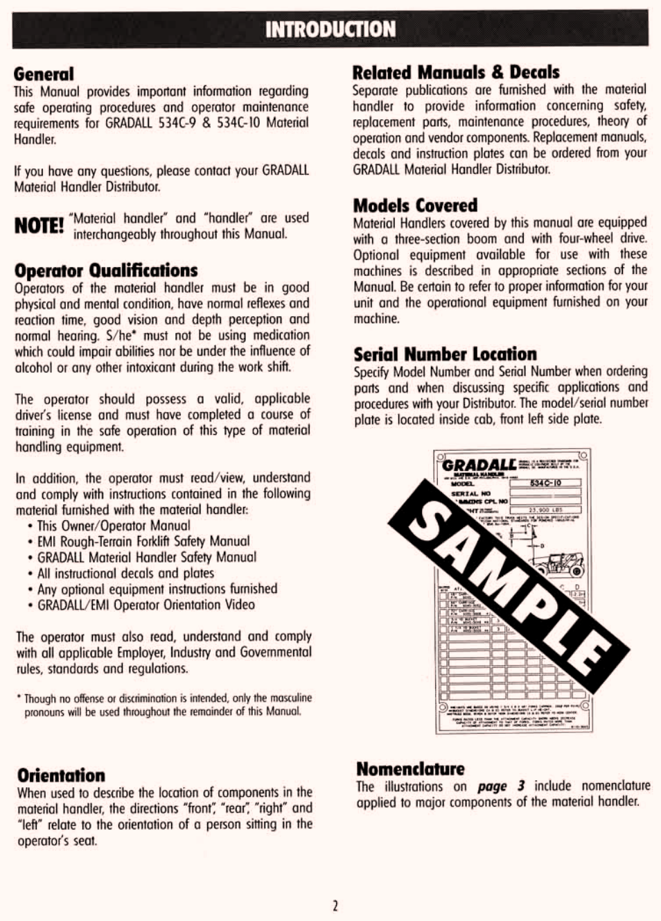 Introduction | Gradall 534C-10 (9114-4437) Service Manual User Manual | Page 8 / 260