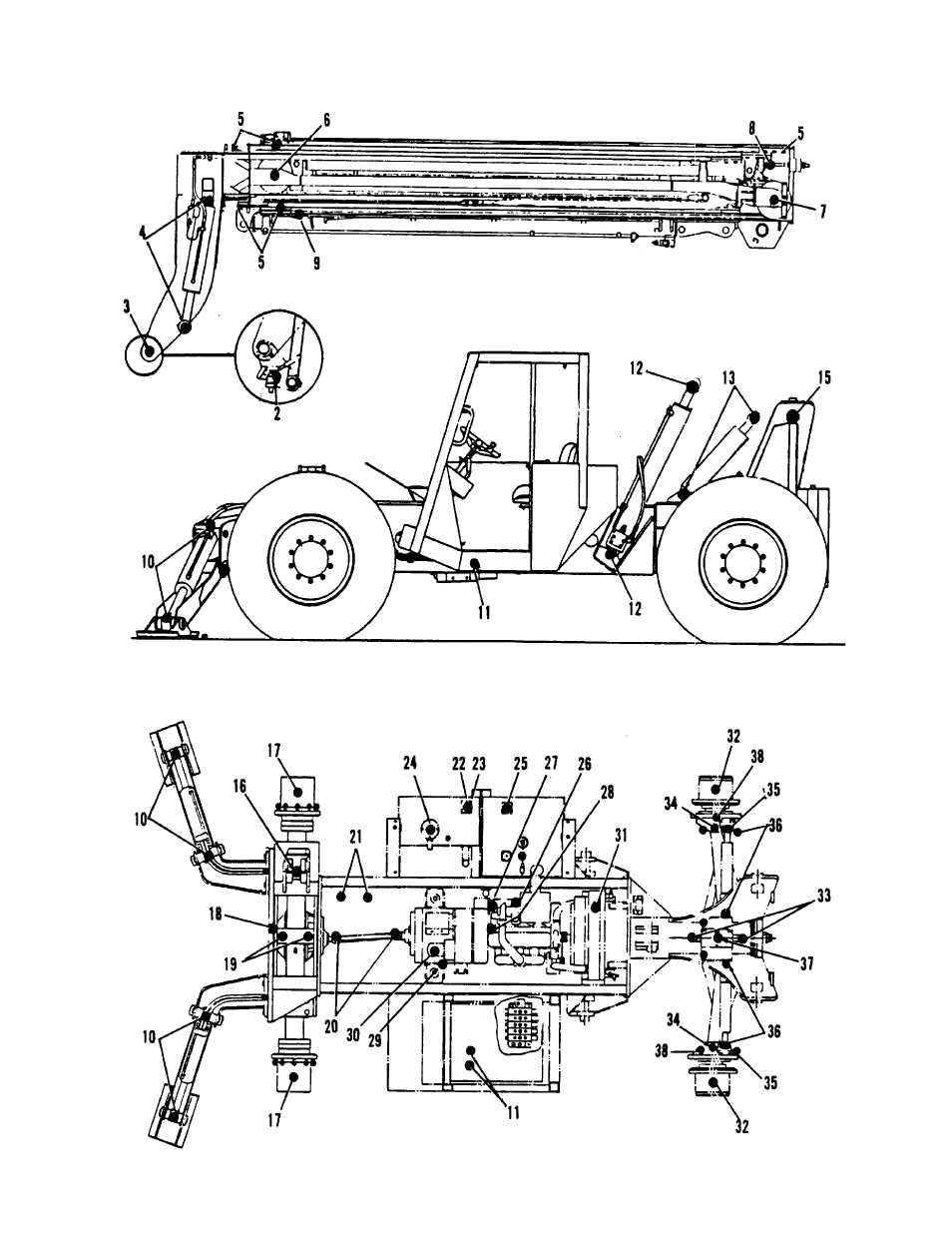 Lubrication & maintenance diagram | Gradall 534B (9103-1380) Operation Manual User Manual | Page 29 / 34