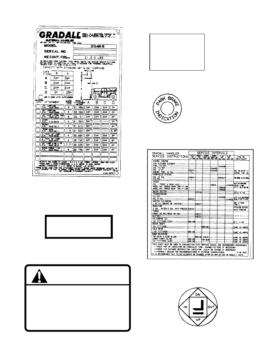 Warning, Start button | Gradall 534B (9103-1380) Operation Manual User Manual | Page 8 / 34