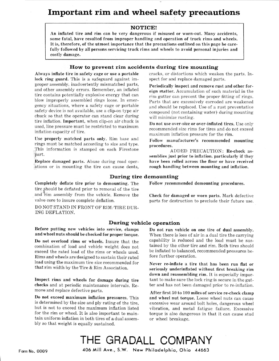 0009 rim & wheel safety manual | Gradall 534B (9103-1390) Service Manual User Manual | Page 179 / 266