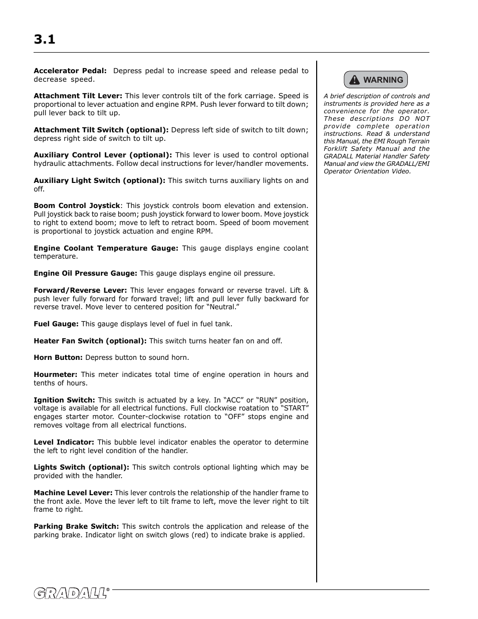 Gradall G6-42P (91404003_Before 0160004017) Operation Manual User Manual | Page 16 / 52