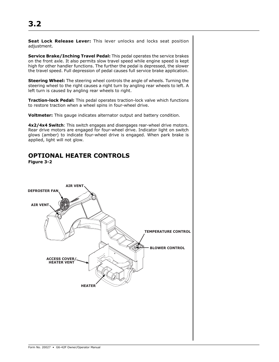 Optional heater controls | Gradall G6-42P (91404003_Before 0160004017) Operation Manual User Manual | Page 17 / 52