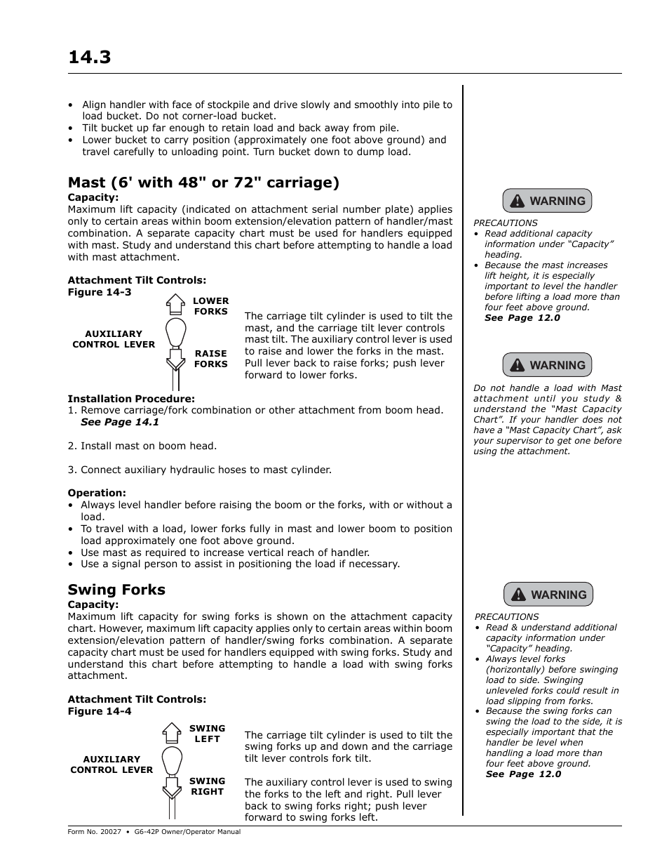 Swing forks | Gradall G6-42P (91404003_Before 0160004017) Operation Manual User Manual | Page 33 / 52