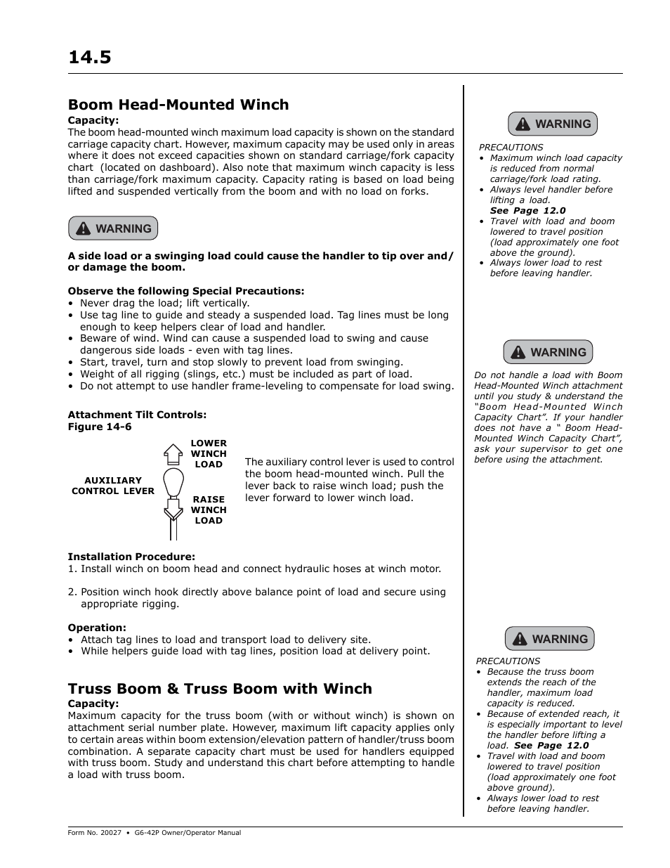 Boom head-mounted winch, Truss boom & truss boom with winch | Gradall G6-42P (91404003_Before 0160004017) Operation Manual User Manual | Page 35 / 52