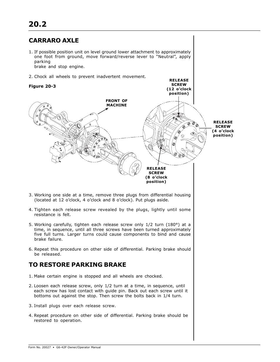 Carraro axle | Gradall G6-42P (91404003_Before 0160004017) Operation Manual User Manual | Page 47 / 52