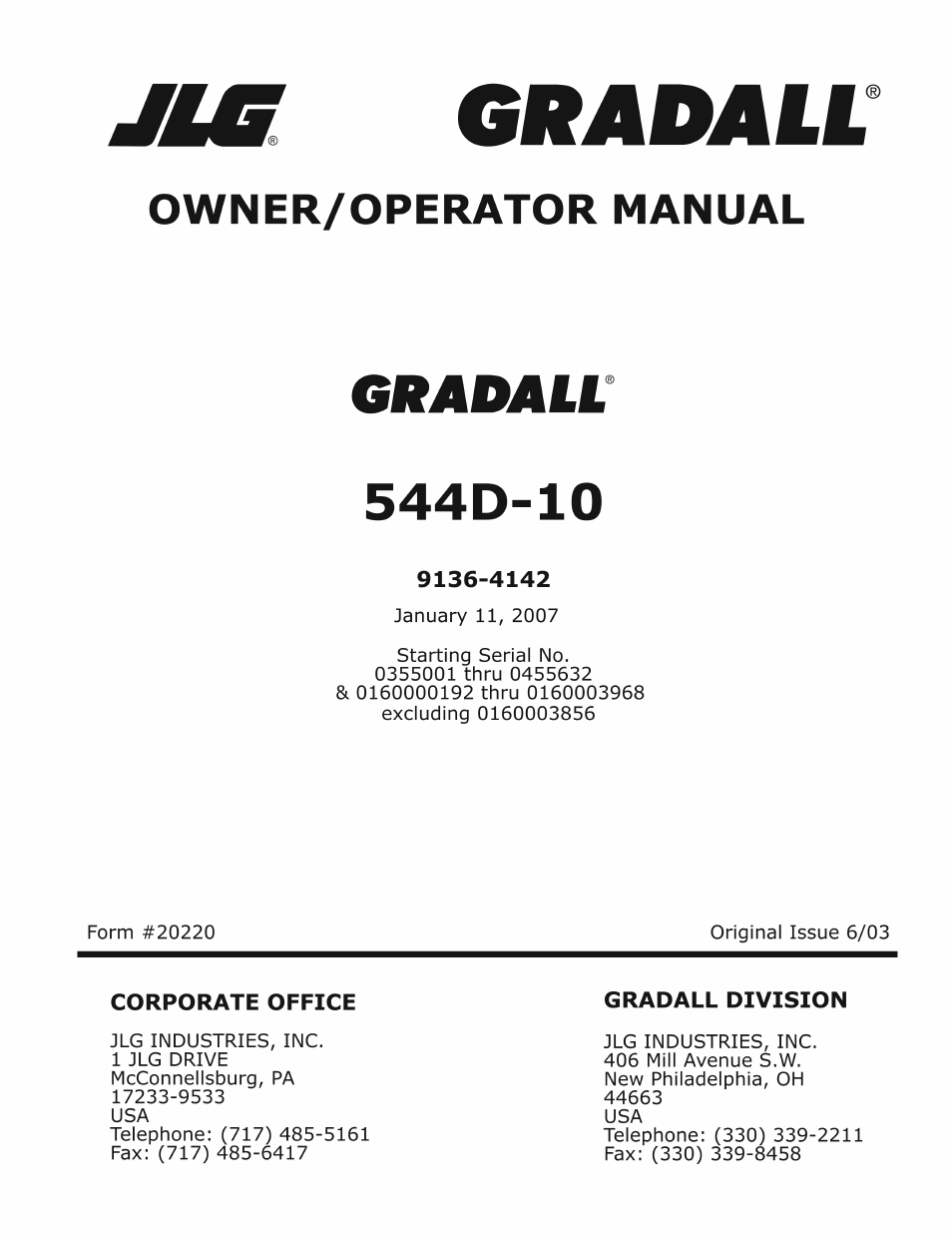 Gradall 544D-10 (9136-4142) Operation Manual User Manual | 54 pages