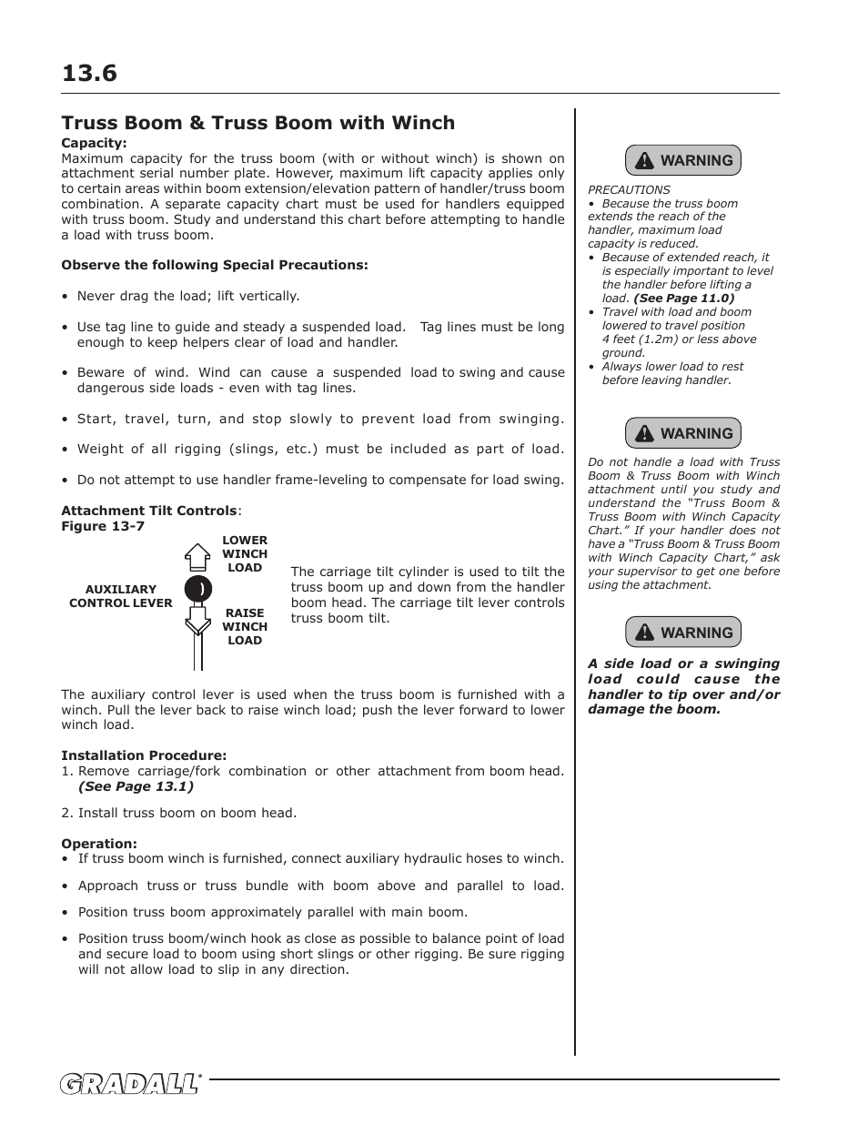 Truss boom & truss boom with winch | Gradall 544D-10 (9136-4142) Operation Manual User Manual | Page 38 / 54