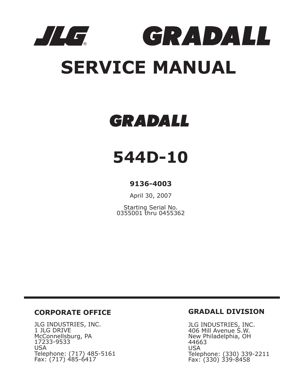 Gradall 544D (9136-4003) Service Manual User Manual | 392 pages