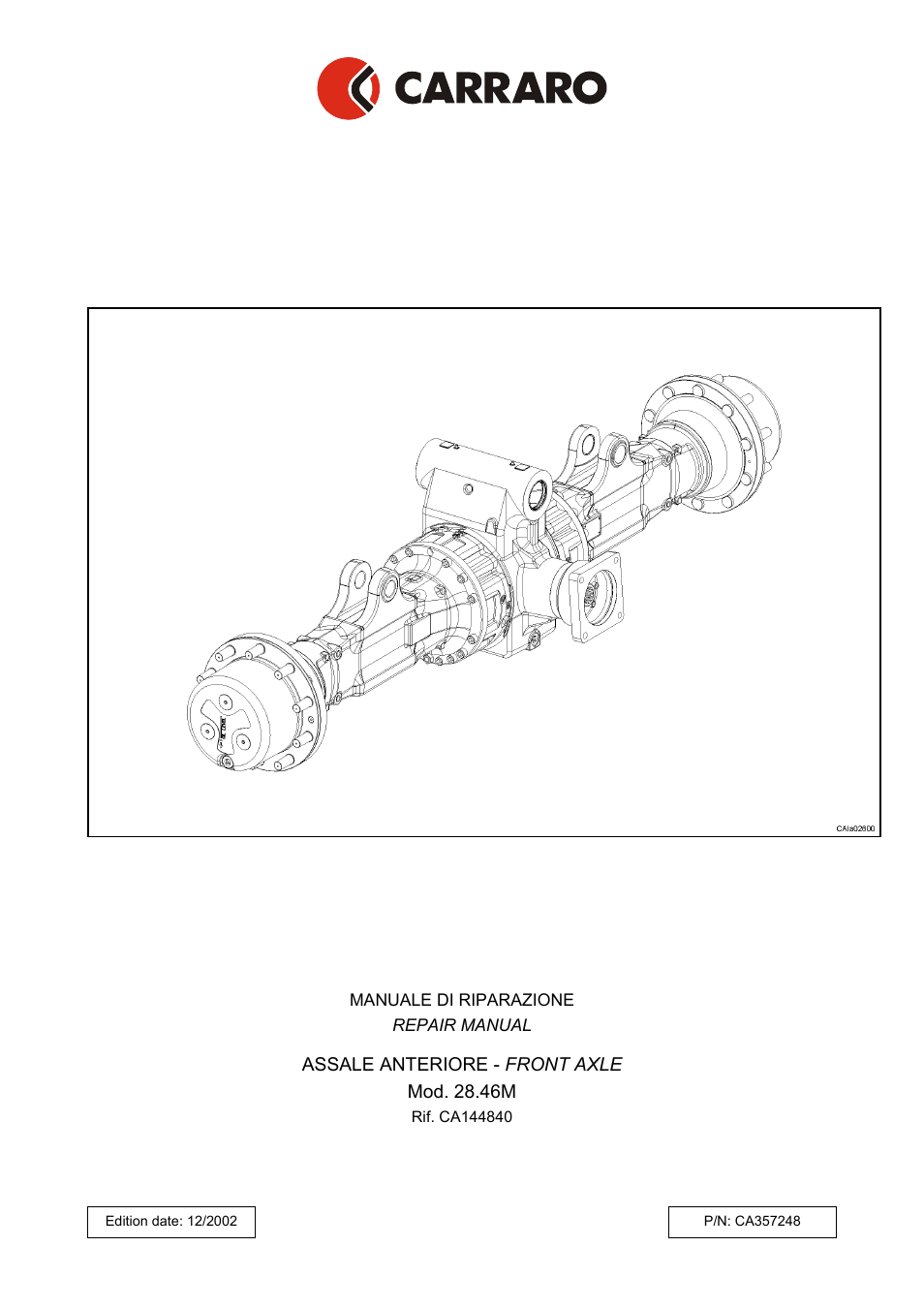 Ca357248 28.46m carraro axle | Gradall 544D (9136-4003) Service Manual User Manual | Page 205 / 392