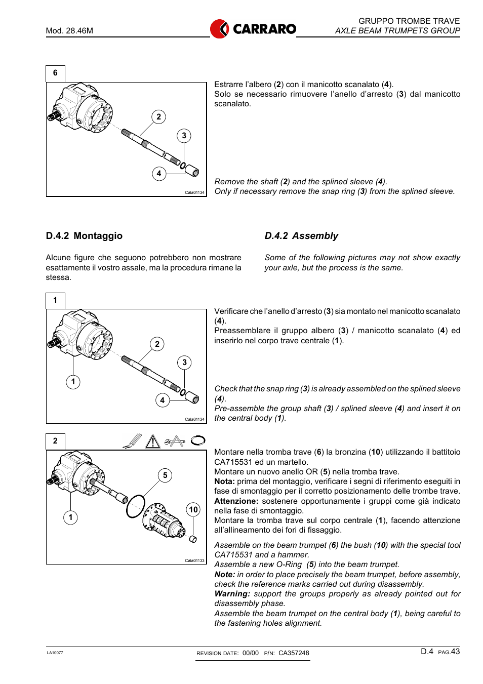 D.4.2 assembly, D.4.2 montaggio | Gradall 544D (9136-4003) Service Manual User Manual | Page 250 / 392