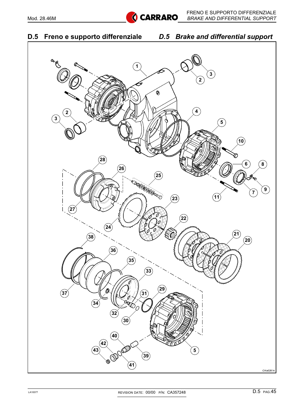 D.5 brake and differential support, D.5 freno e supporto differenziale | Gradall 544D (9136-4003) Service Manual User Manual | Page 252 / 392