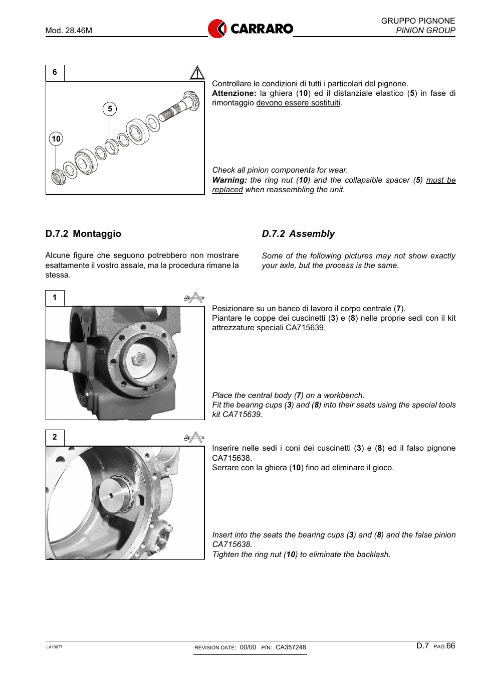 D.7.2 assembly, D.7.2 montaggio | Gradall 544D (9136-4003) Service Manual User Manual | Page 273 / 392