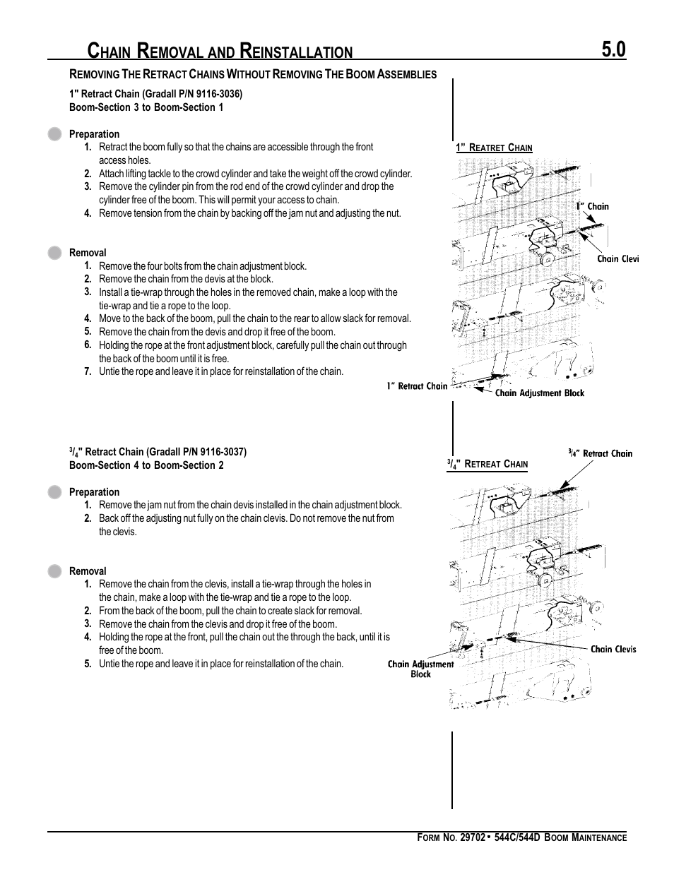 Chain removal and reinstallation, Hain, Emoval and | Einstallation | Gradall 544D (9136-4003) Service Manual User Manual | Page 316 / 392