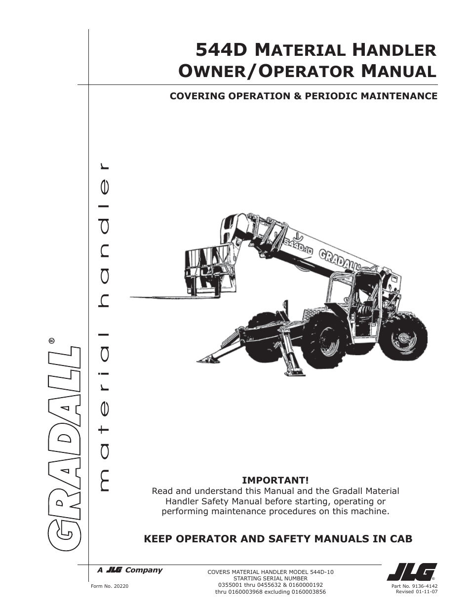 544d m, Aterial, Andler | Wner, Perator, Anual, Material handler | Gradall 544D (9136-4003) Service Manual User Manual | Page 5 / 392