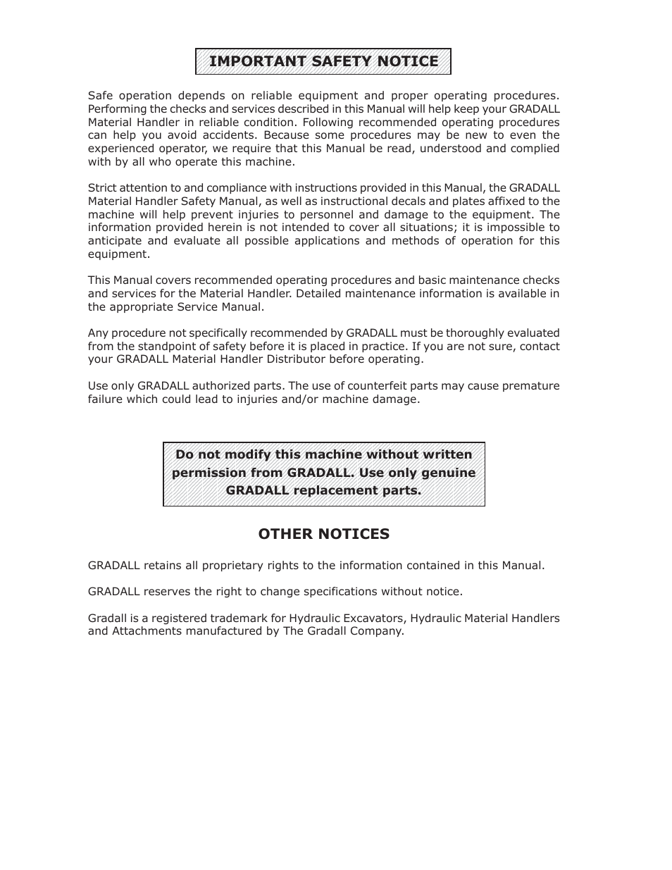 Important safety notice, Other notices | Gradall 544D (9136-4003) Service Manual User Manual | Page 6 / 392