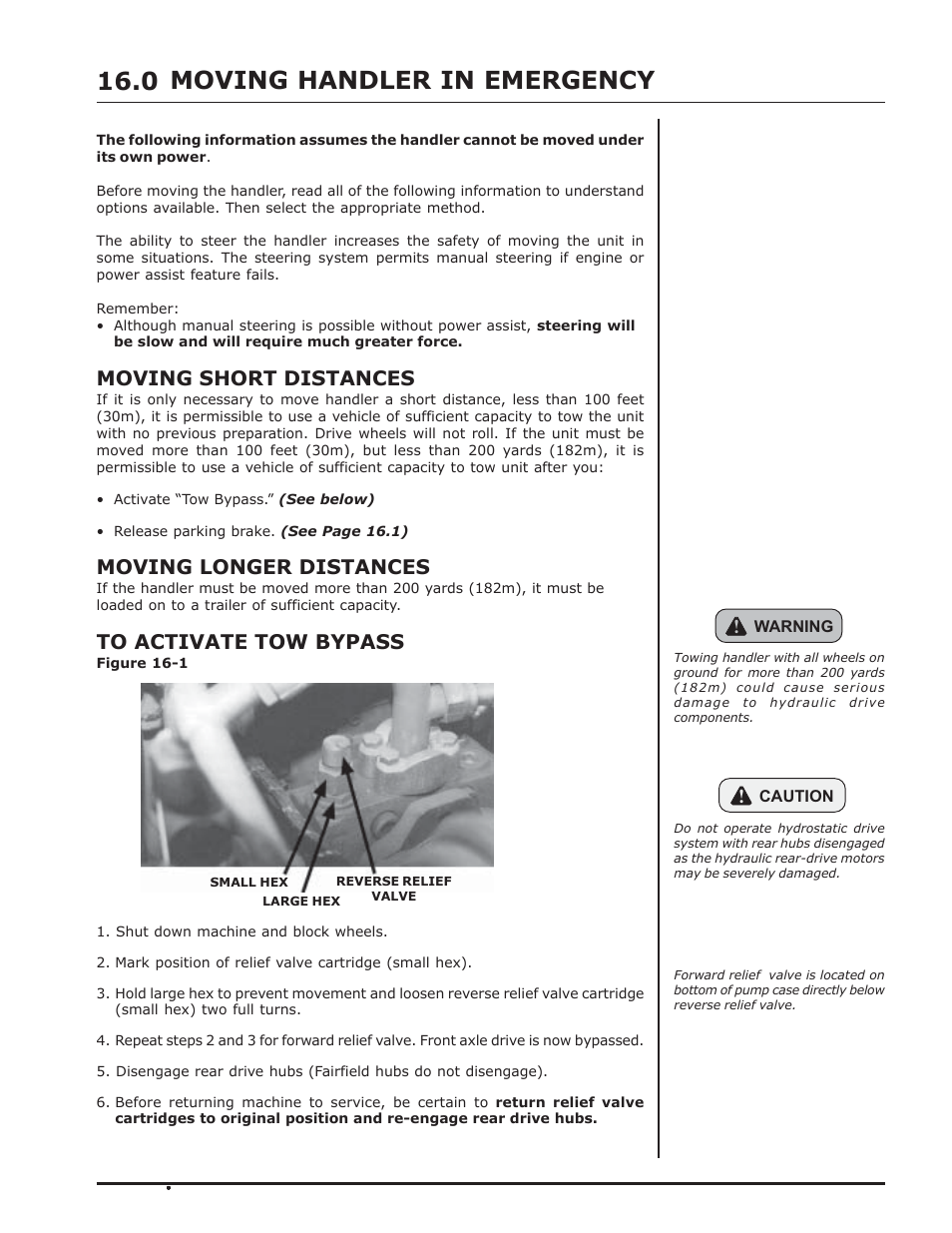 Moving handler in emergency, Moving short distances, Moving longer distances | Gradall 534D-10 (9134-4052) Operation Manual User Manual | Page 43 / 54