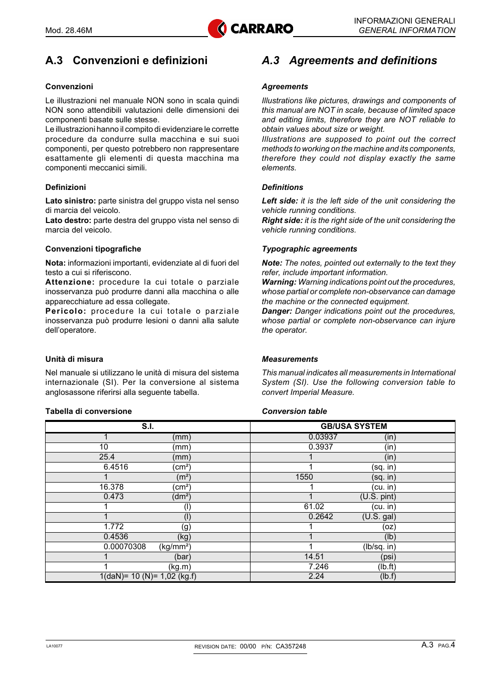 A.3 agreements and definitions, A.3 convenzioni e definizioni | Gradall 534D-10 Service Manual User Manual | Page 169 / 364