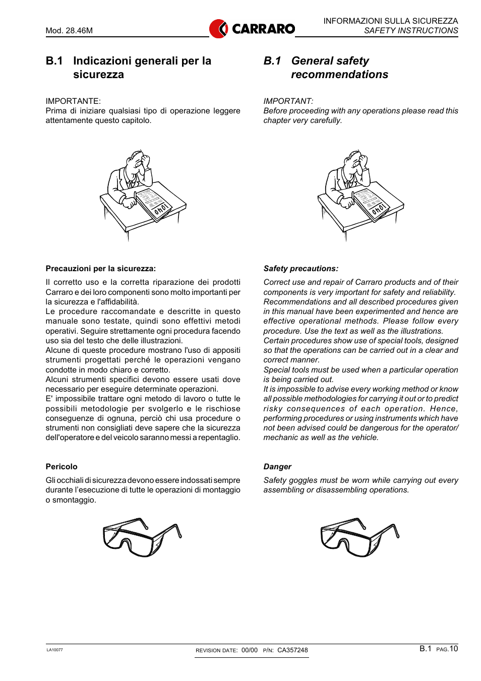 B.1 general safety recommendations, B.1 indicazioni generali per la sicurezza | Gradall 534D-10 Service Manual User Manual | Page 175 / 364