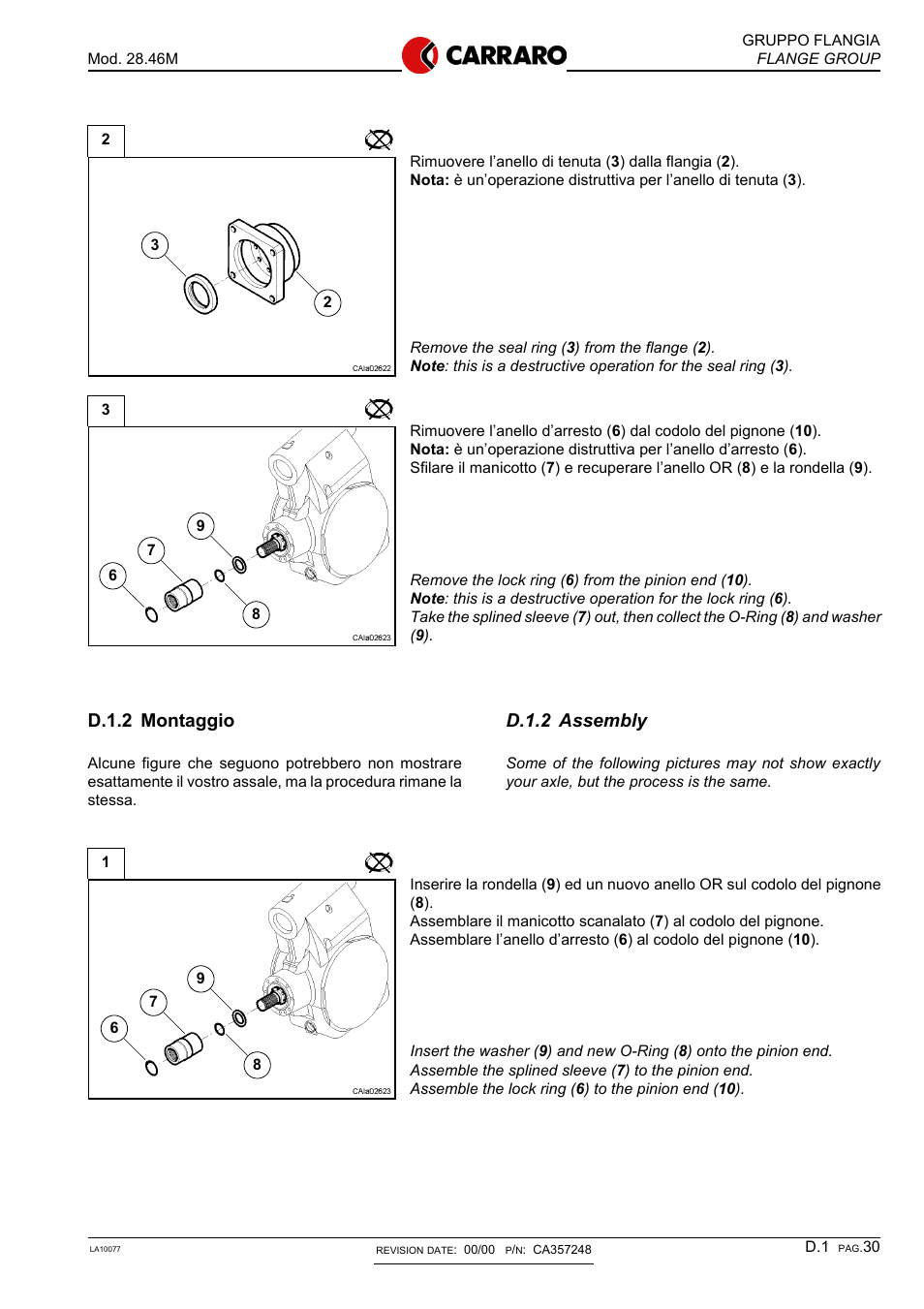 D.1.2 assembly, D.1.2 montaggio | Gradall 534D-10 Service Manual User Manual | Page 195 / 364