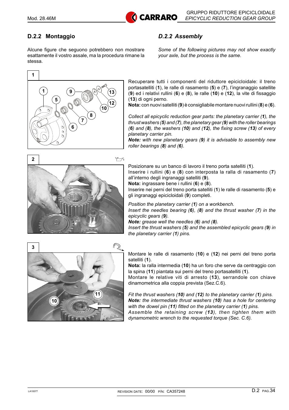 D.2.2 assembly, D.2.2 montaggio | Gradall 534D-10 Service Manual User Manual | Page 199 / 364