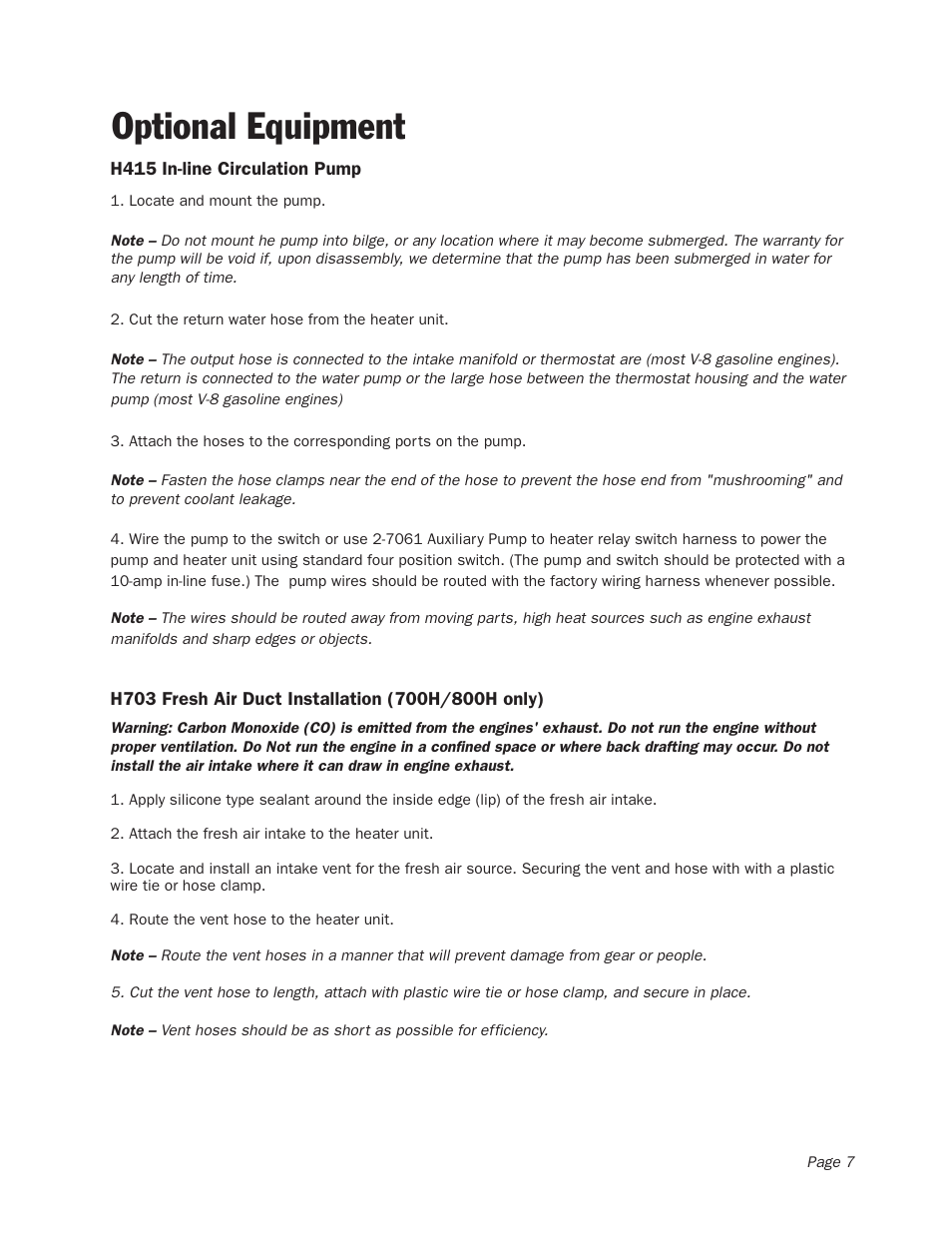Optional equipment | Heater Craft 900H Series Hydronic Heaters User Manual | Page 8 / 11
