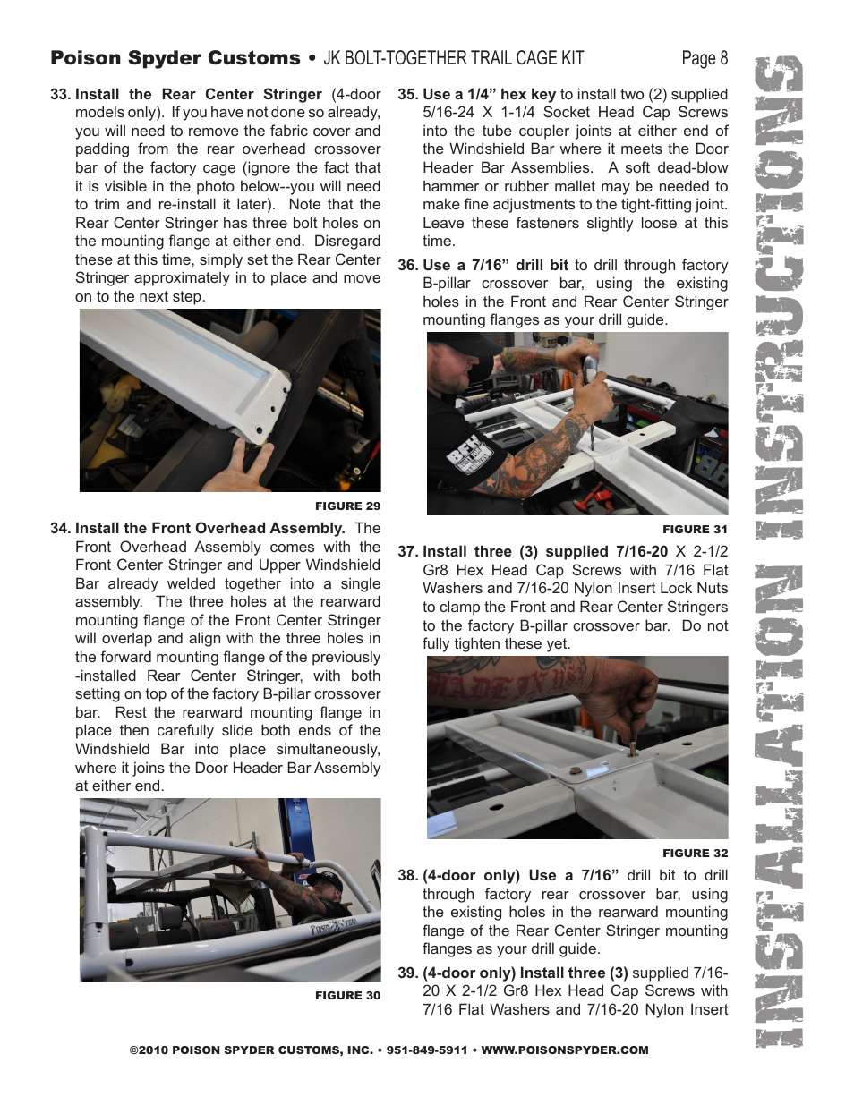 Installation instruc tio ns | Poison Spyder JK 07-10 BOLT-TOGETHER TRAIL CAGE User Manual | Page 8 / 12