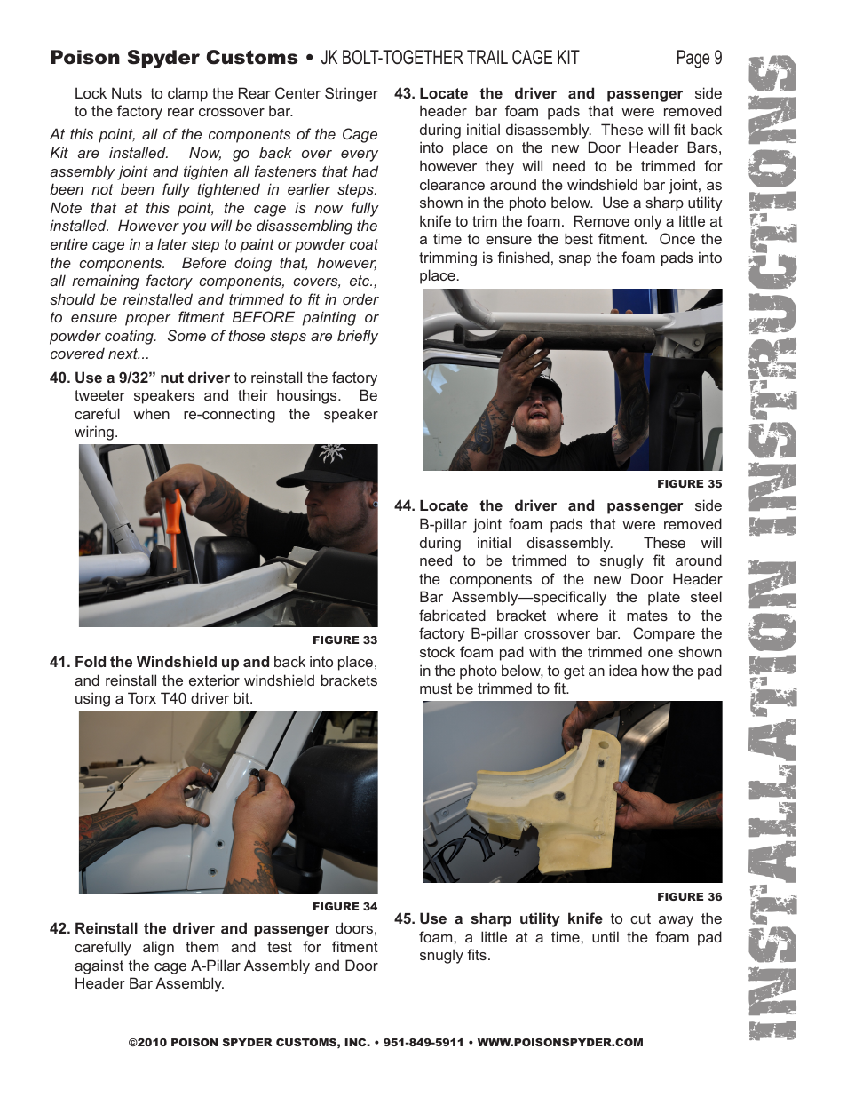 Installation instruc tio ns | Poison Spyder JK 07-10 BOLT-TOGETHER TRAIL CAGE User Manual | Page 9 / 12