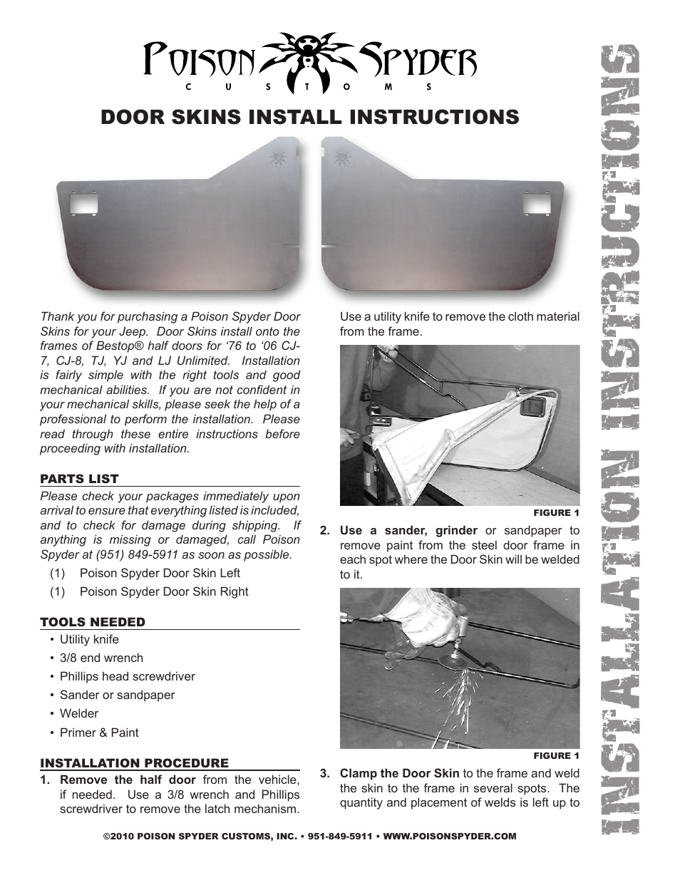 Poison Spyder DOOR SKINS User Manual | 3 pages