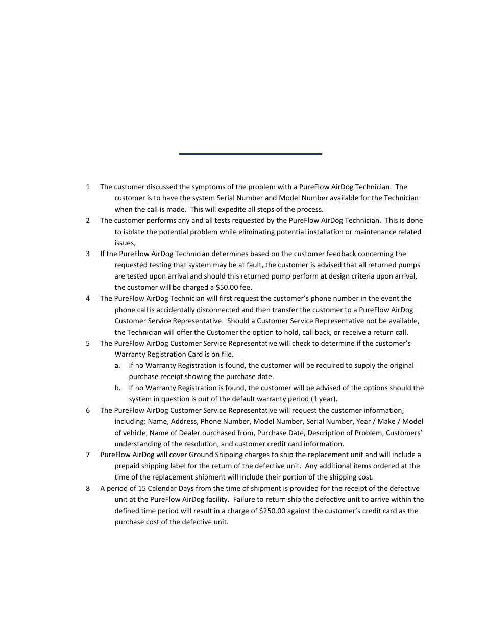 Warranty procedure | PureFlow AirDog DF-200 - Dodge Cummins 2005-2013 User Manual | Page 27 / 27