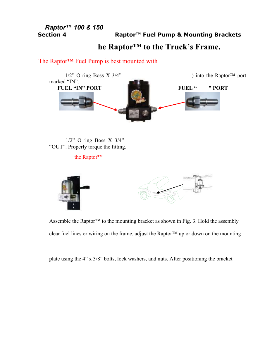 Mounting the raptor™ to the truck’s frame | PureFlow AirDog RP-150 - 7.3L Ford 1999-2003 User Manual | Page 9 / 16