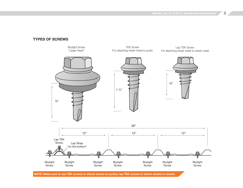 Mueller 6x9 D.I.Y. Greenhouse User Manual | Page 3 / 23