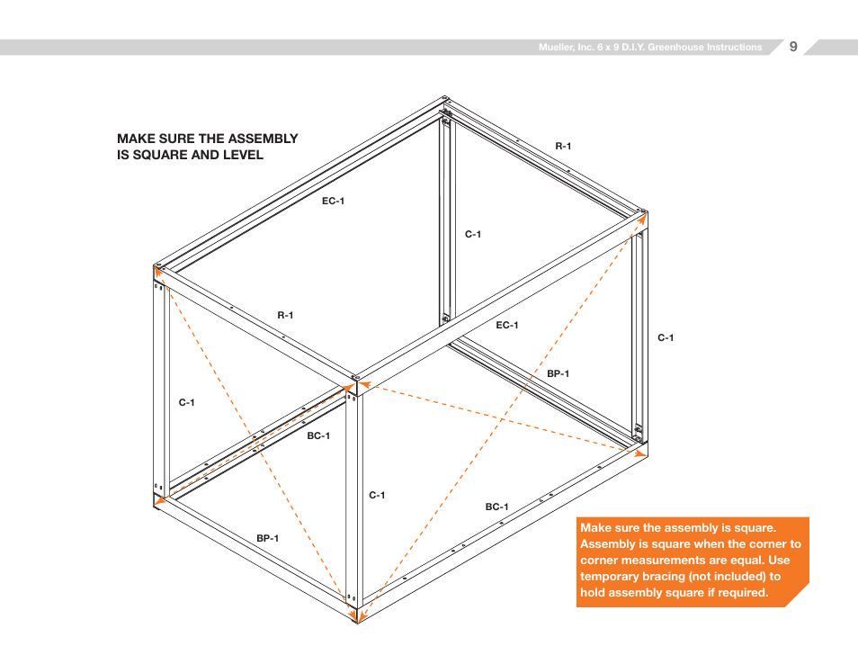 Mueller 6x9 D.I.Y. Greenhouse User Manual | Page 9 / 23