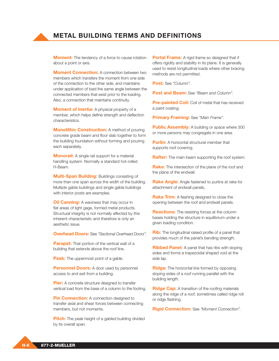 Metal building terms and definitions | Mueller Pre-Fab User Manual | Page 108 / 112