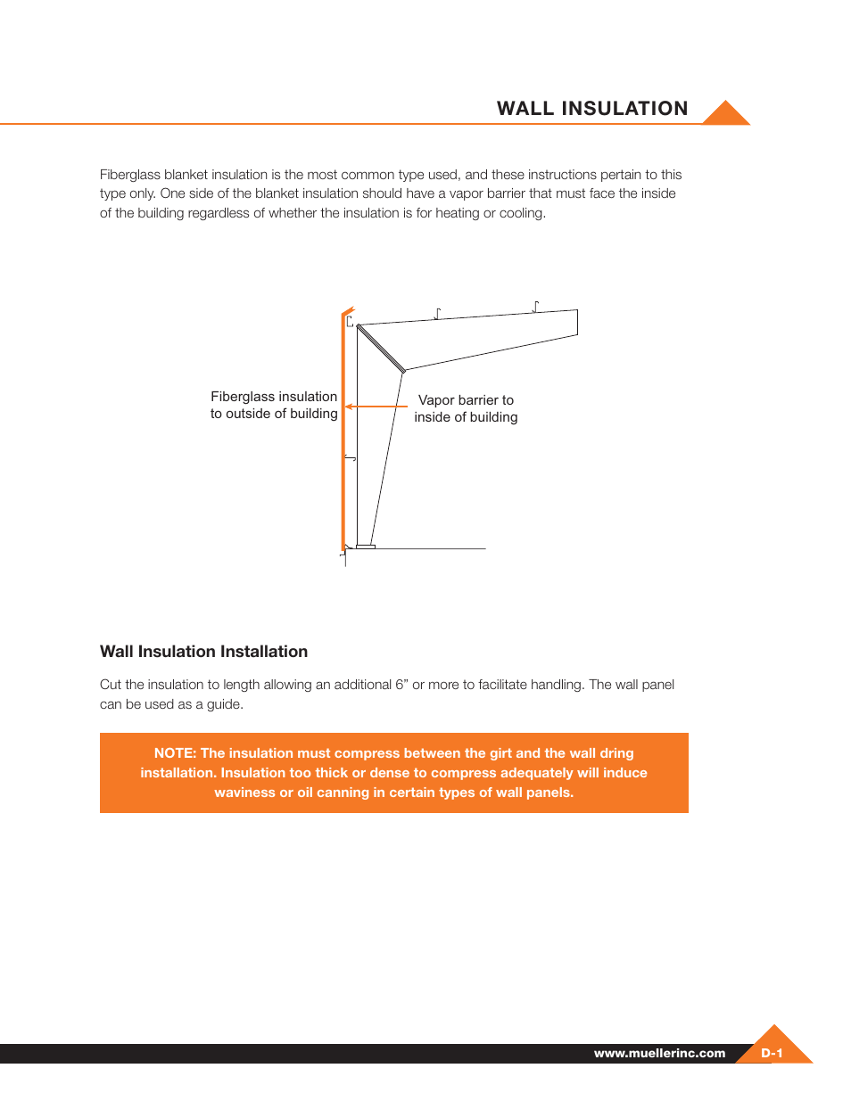 Wall insulation | Mueller Pre-Fab User Manual | Page 39 / 112