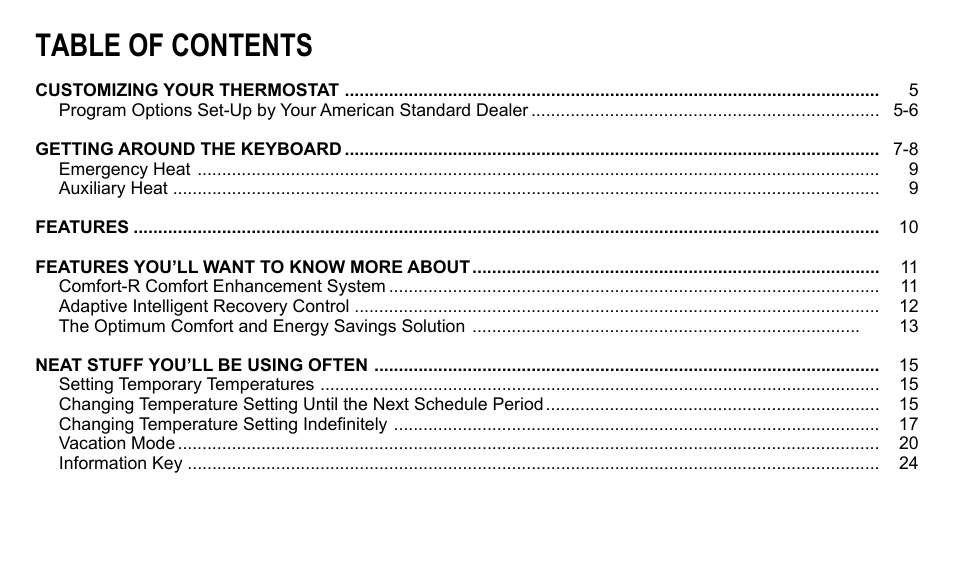 American Standard ASYSTAT500C User Manual | Page 2 / 68