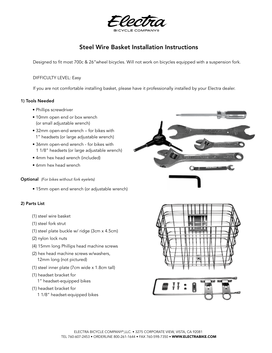 Steel wire basket installation instructions | Electra Steel Wire Basket (368769, 368787, 368819) User Manual | Page 2 / 4