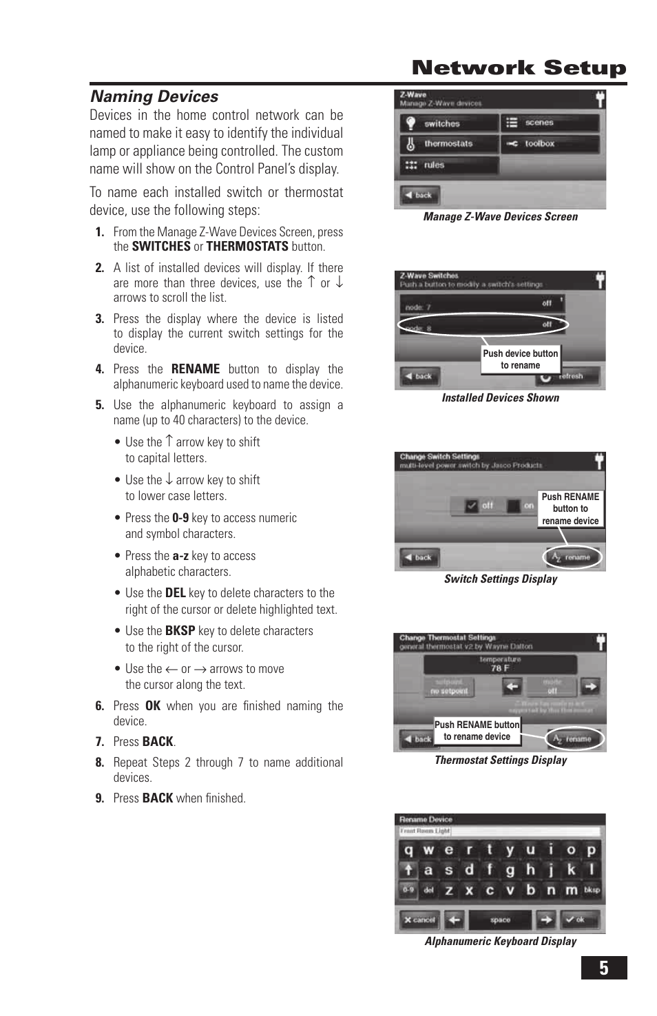 5network setup, Naming devices | 2GIG Z-Wave User Manual | Page 7 / 24