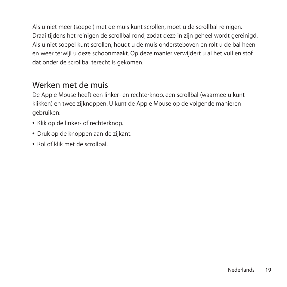 Werken met de muis | Apple Mouse User Manual | Page 19 / 56