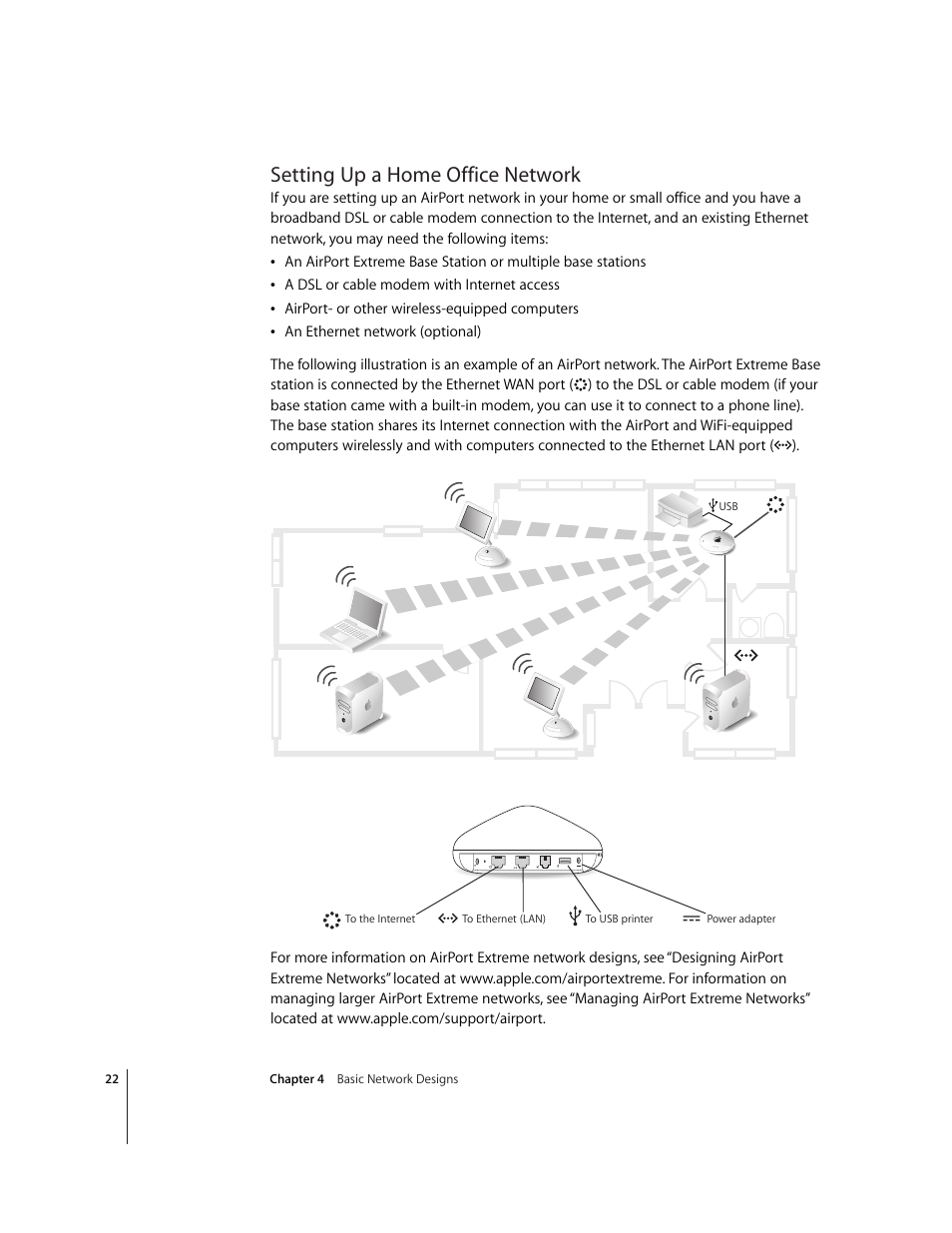 Setting up a home office network | Apple AirPort Extreme Base Station v4.2 User Manual | Page 22 / 36
