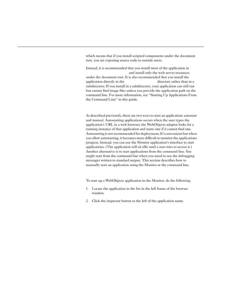 Starting webobjects applications | Apple WebObjects 3.5: Serving User Manual | Page 16 / 37