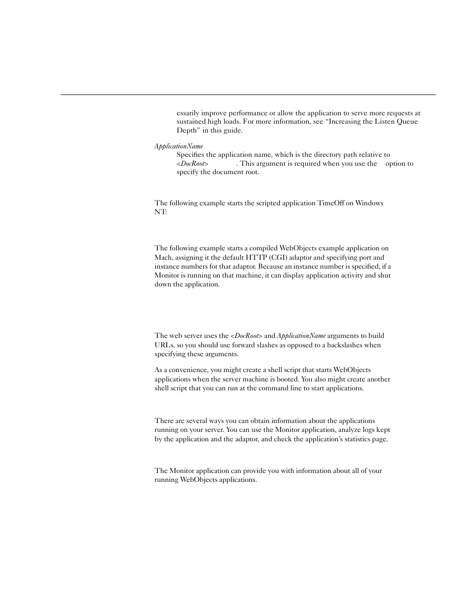 Monitoring application activity | Apple WebObjects 3.5: Serving User Manual | Page 21 / 37