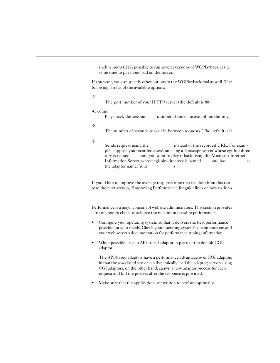 Improving performance | Apple WebObjects 3.5: Serving User Manual | Page 27 / 37