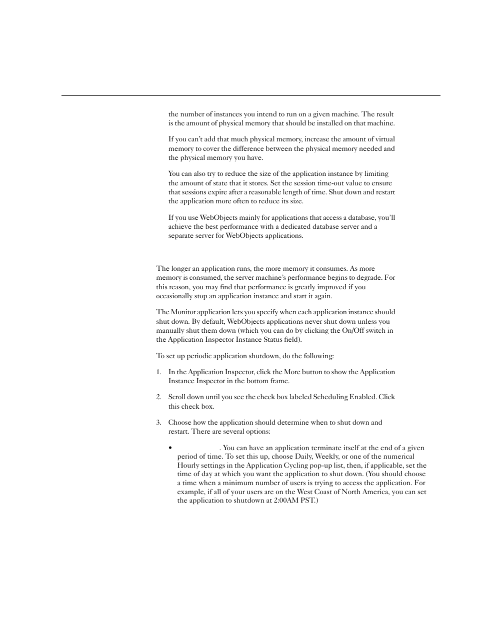 Periodically shutting down the application | Apple WebObjects 3.5: Serving User Manual | Page 29 / 37