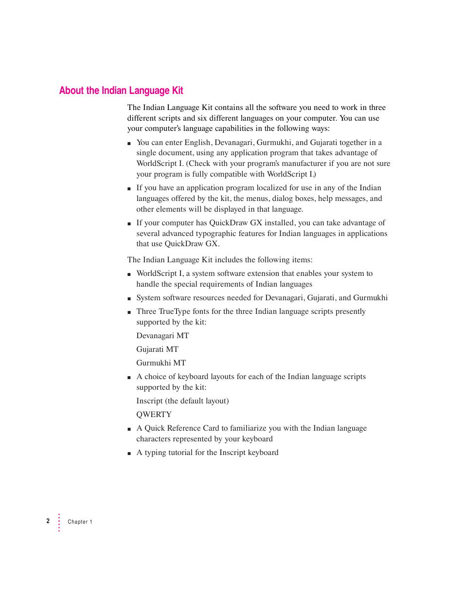 About the indian language kit | Apple Indian Language Kit User Manual | Page 2 / 47