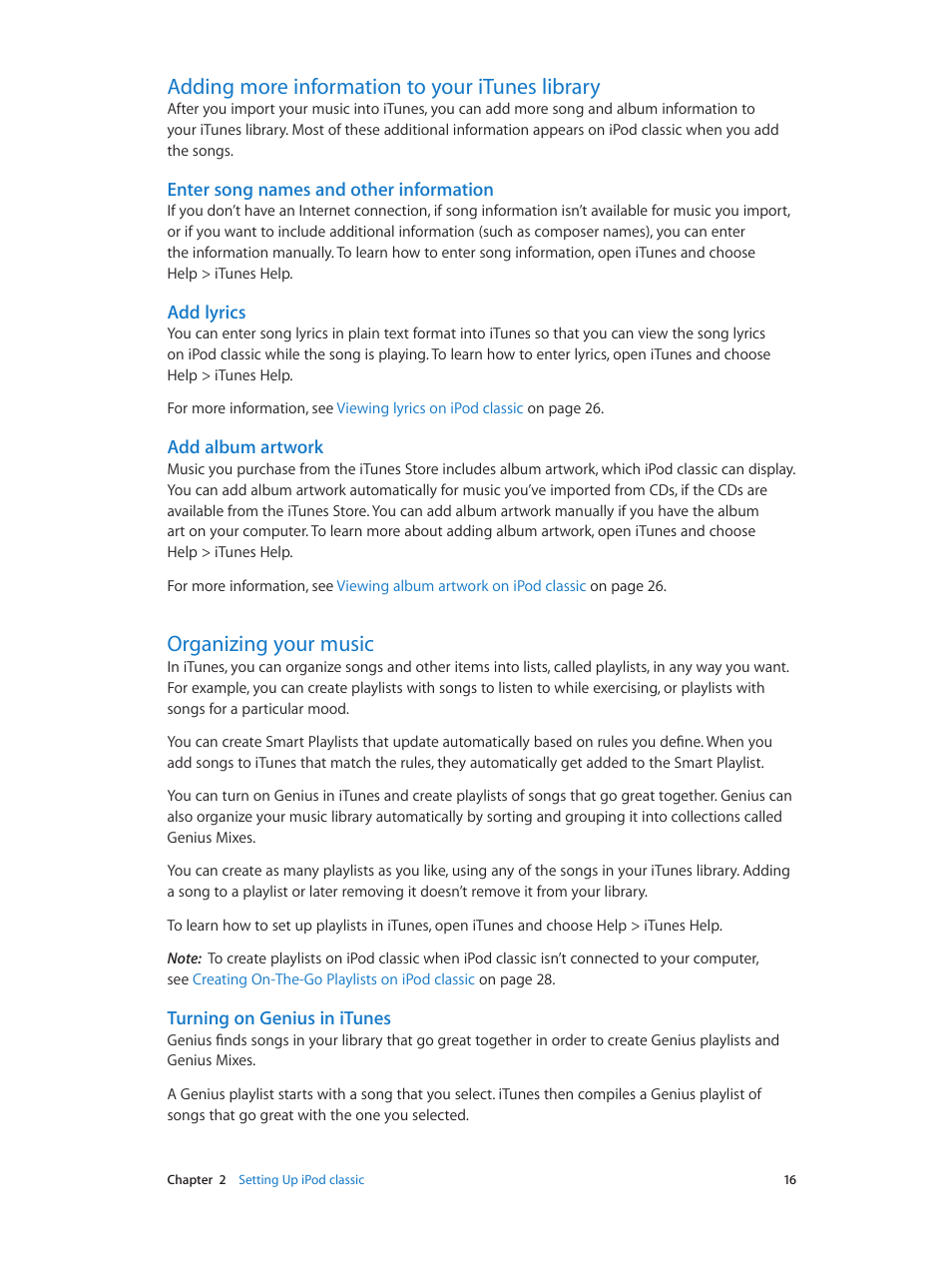 Adding more information to your itunes library, Organizing your music | Apple iPod classic 160 GB User Manual | Page 16 / 58