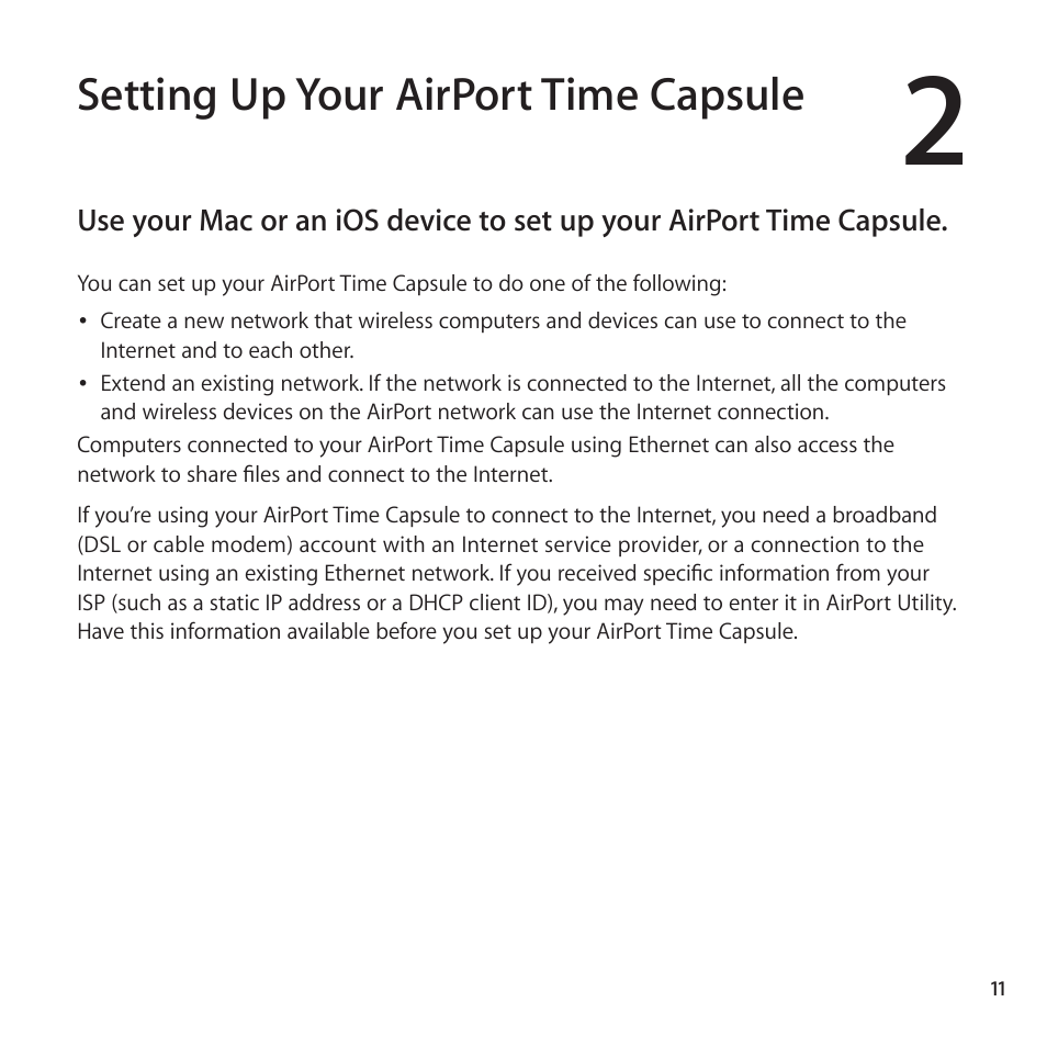 Setting up your airport time capsule | Apple AirPort Time Capsule 802.11ac User Manual | Page 11 / 32