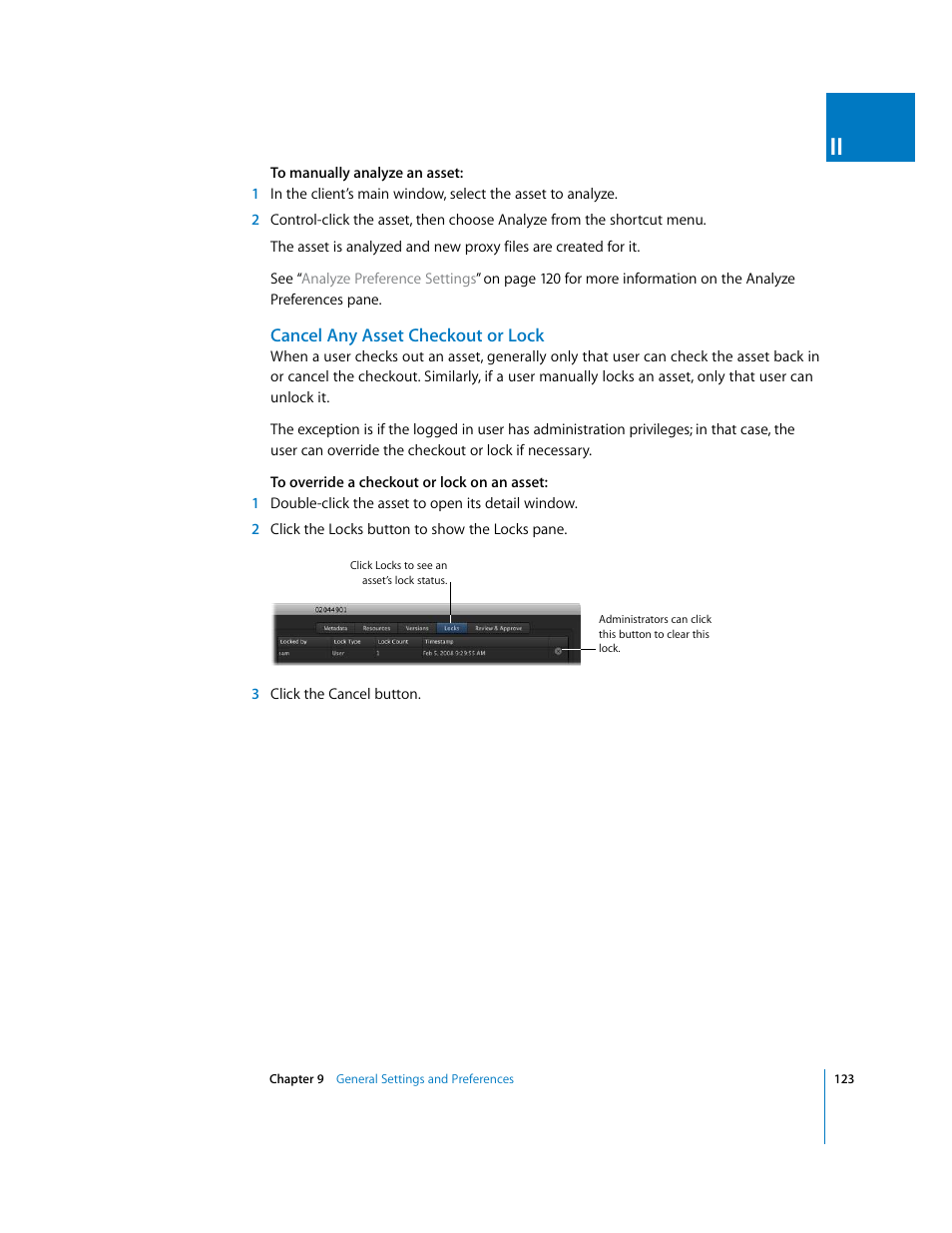 Cancel any asset checkout or lock | Apple Final Cut Server User Manual | Page 123 / 238