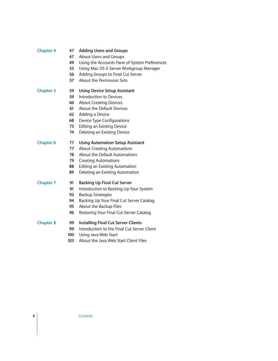 Apple Final Cut Server User Manual | Page 4 / 238